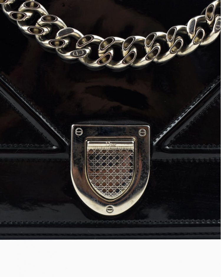 Bolsa Dior original Diorama in Patent leather preta feminina